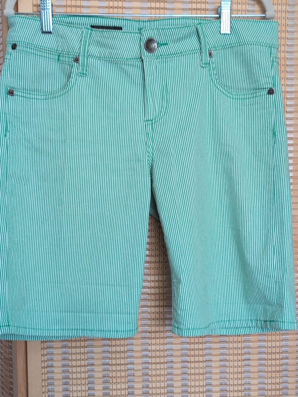 Catherines Mint Green Pinstripe Bermuda Shorts